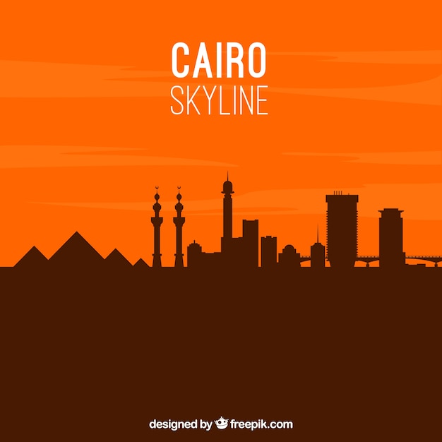 Vecteur gratuit skyline de cairo élégant avec un design plat