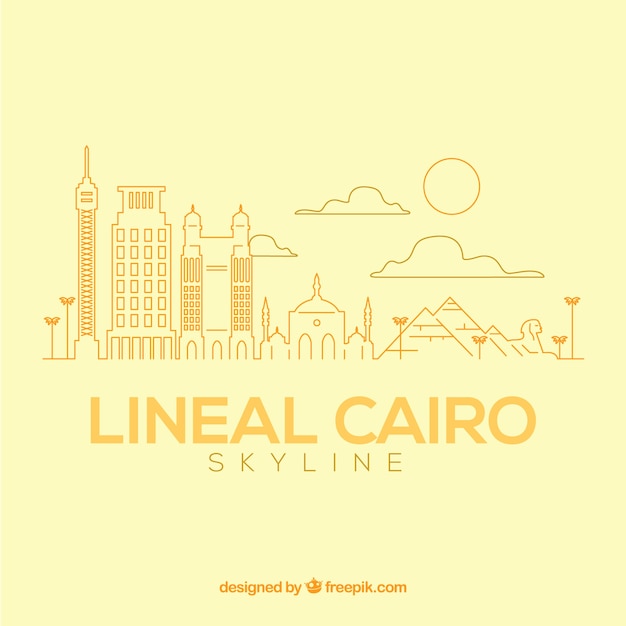 Vecteur gratuit skyline cairo moderne avec style linéaire