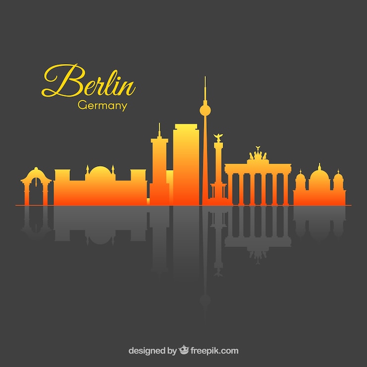 Vecteur gratuit skyline dégradé de berlin