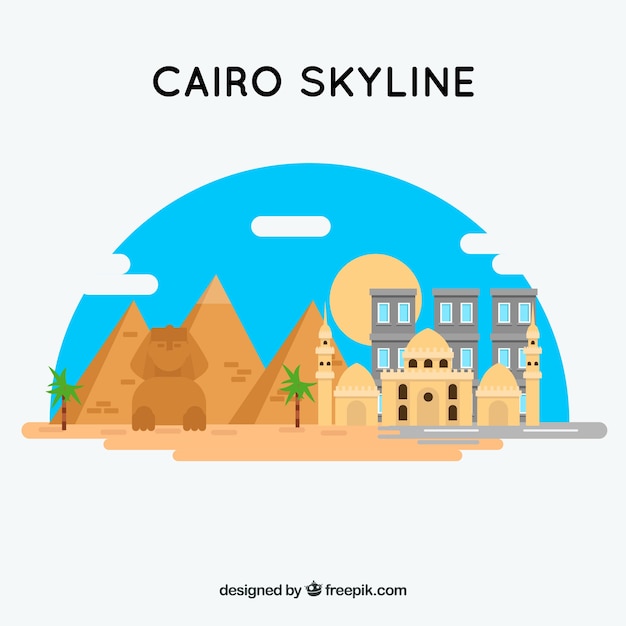 Vecteur gratuit skyline du caire, egypte