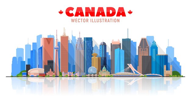 Skyline du Canada Illustration vectorielle Collage de villes canadiennes dans l'horizon panoramique