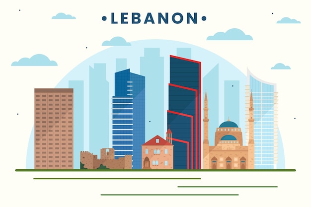 Skyline du Liban design plat