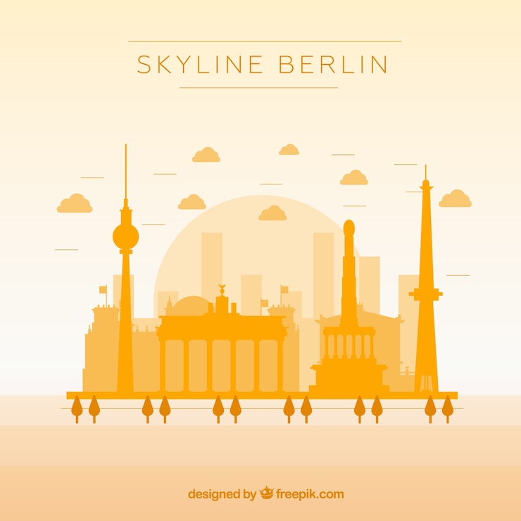 Vecteur gratuit skyline jaune de berlin