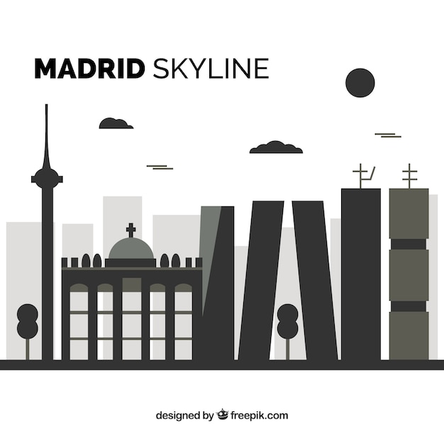 Vecteur gratuit skyline de madrid