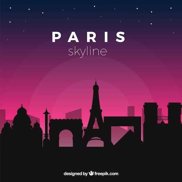 Vecteur gratuit skyline de paris la nuit