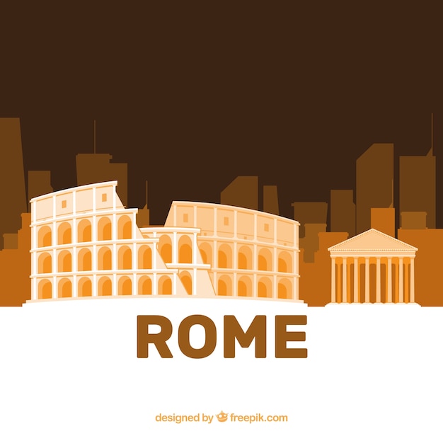 Vecteur gratuit skyline de rome avec le colisée