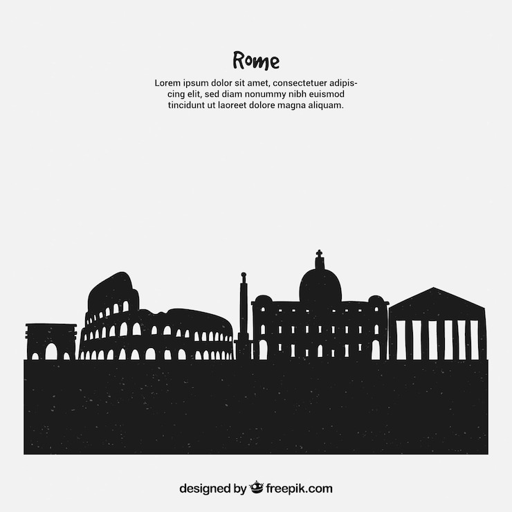 Vecteur gratuit skyline rome noir et blanc