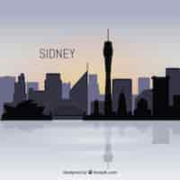 Vecteur gratuit skyline sombre de sydney