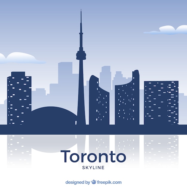 Vecteur gratuit skyline de toronto dans les tons bleus