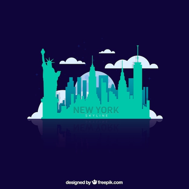 Vecteur gratuit skyline turquoise de new york