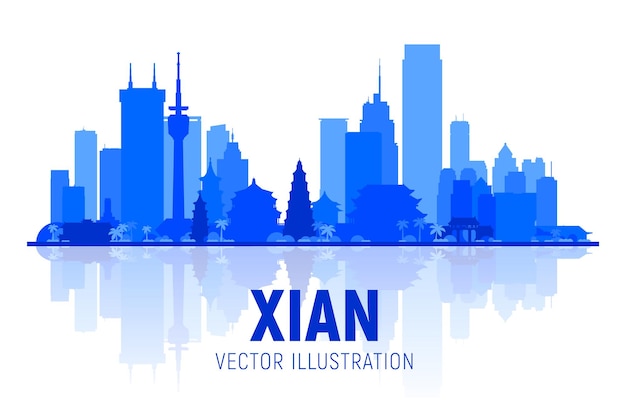 Skyline De Xian Chine Illustration Vectorielle Voyage D'affaires Et Concept De Tourisme Avec Des Bâtiments Modernes Image Pour Le Site Web De La Bannière De Présentation