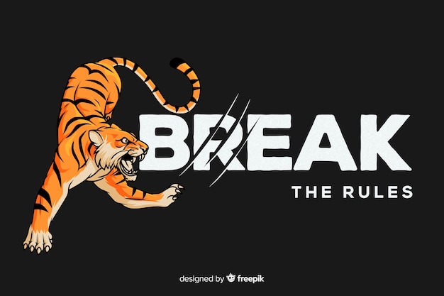 Vecteur gratuit slogan avec fond de tigre réaliste