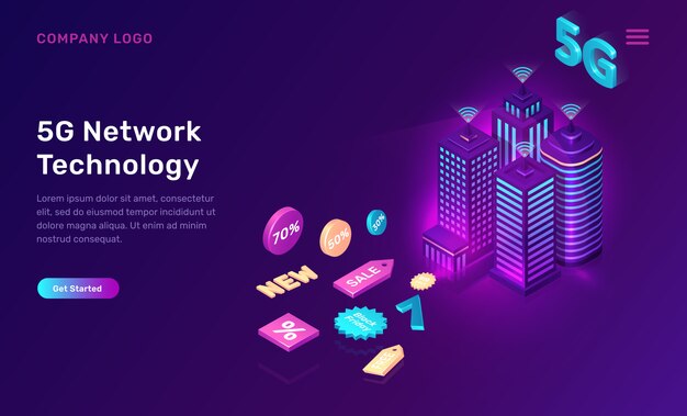 Smart city, concept de technologie de réseau sans fil 5G