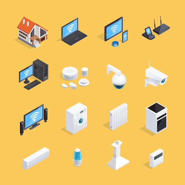 Smart Home Isometric Icons Set