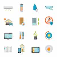 Vecteur gratuit smart house flat icons set