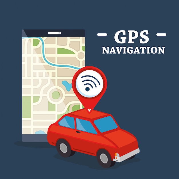 Vecteur gratuit smartphone avec application de navigation gps