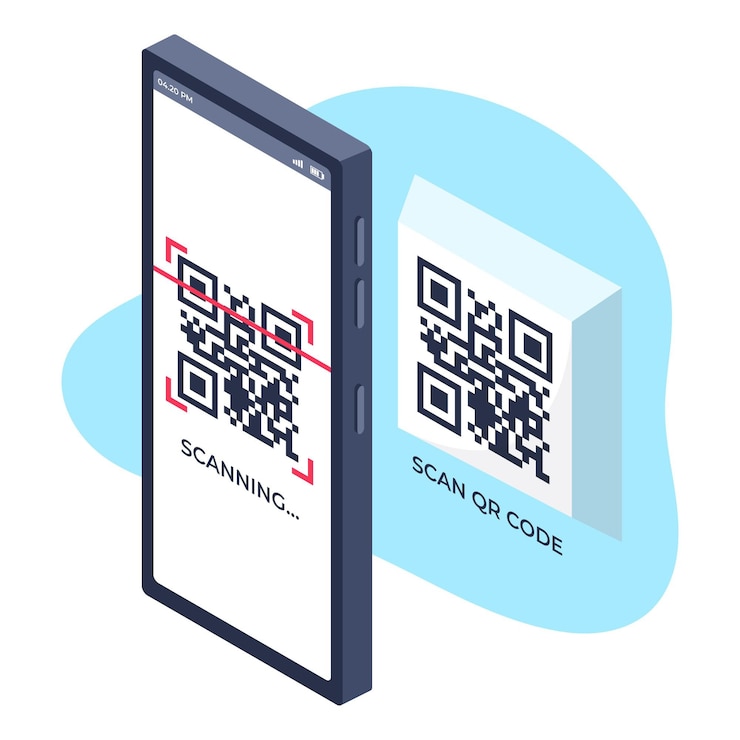 Vecteur gratuit smartphone scannant le code qr