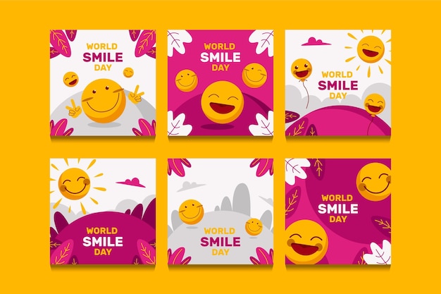 Vecteur gratuit smile collection de publications sur les réseaux sociaux instagram