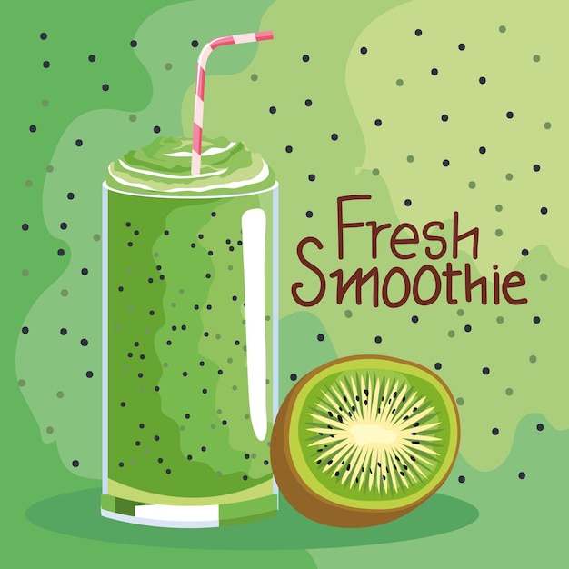 Vecteur gratuit smoothie au kiwi frais