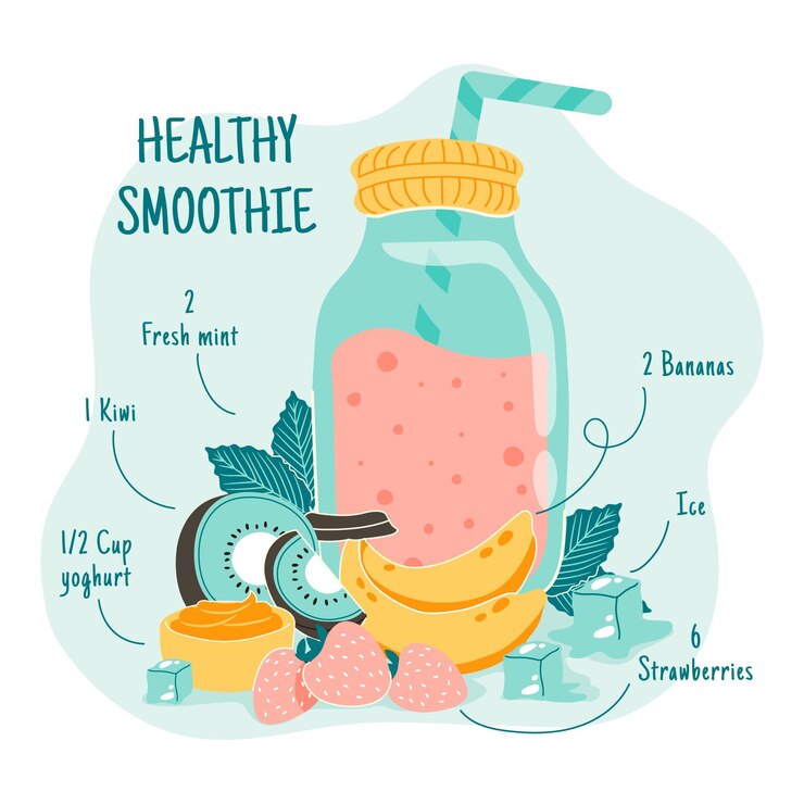 Vecteur gratuit smoothie sain dans un pot avec de la paille