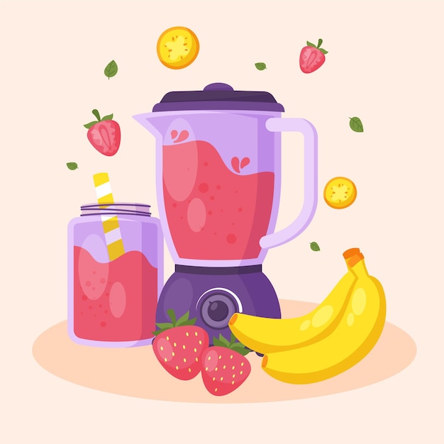 Vecteur gratuit smoothies design plat en verre blender