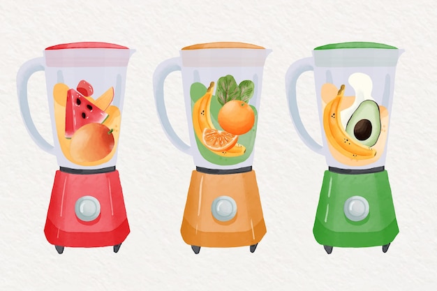 Smoothies Peints à La Main Dans Un Verre Mélangeur