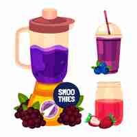 Vecteur gratuit smoothies plats dans l'illustration de verre mélangeur