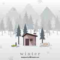 Vecteur gratuit snowy hiver illustration