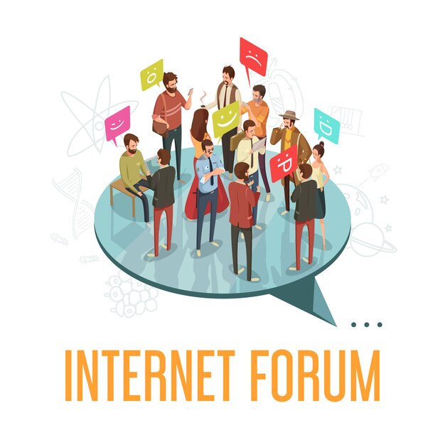 Société de forum Internet avec illustration vectorielle isométrique de personnes concept communication