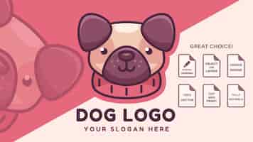 Vecteur gratuit société de logo de marque de chien carlin mignon