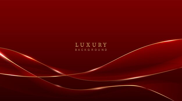 Sofl fond ondulé rouge avec des éléments dorés