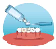 Vecteur gratuit soins des dents avec un dentifrice et une brosse à dents