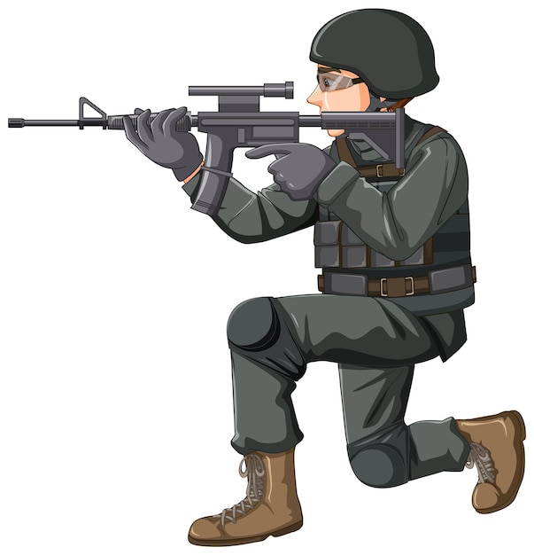 Soldat en personnage de dessin animé uniforme