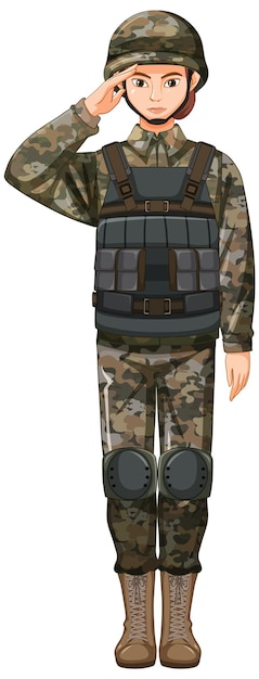 Vecteur gratuit soldat en personnage de dessin animé uniforme