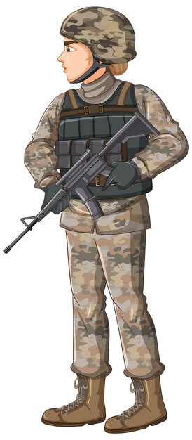 Soldat en personnage de dessin animé uniforme