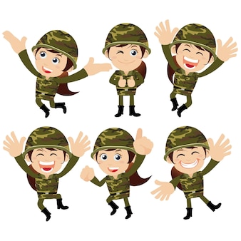 Soldats de l'armée dans des poses différentes