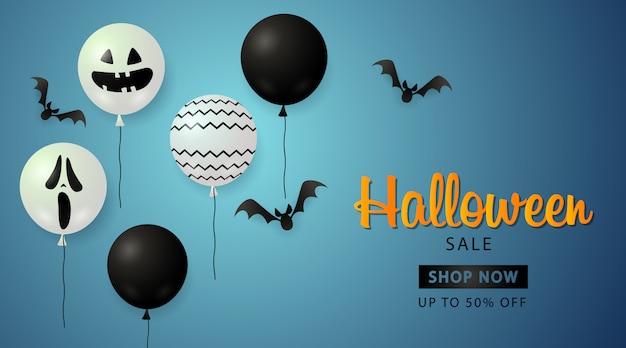 Soldes d'Halloween, jusqu'à 50% de réduction et ballons