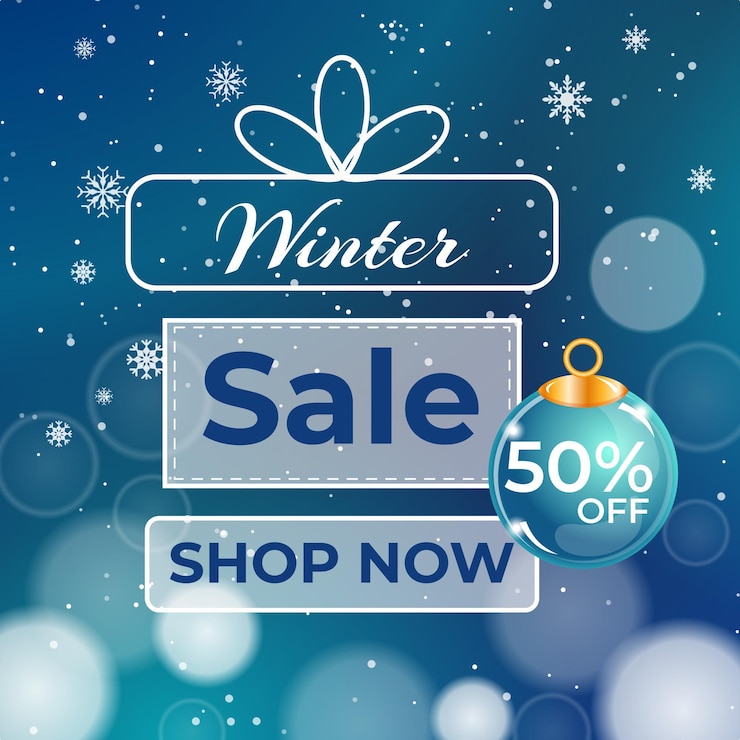 Vecteur gratuit soldes d'hiver avec des éléments flous