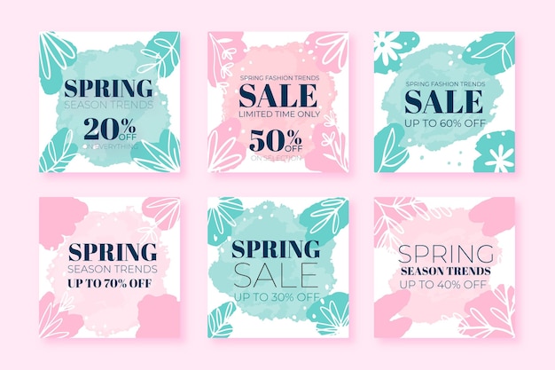 Vecteur gratuit soldes de printemps instagram posts