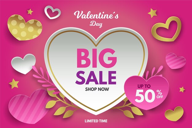 Soldes de la Saint-Valentin de style papier
