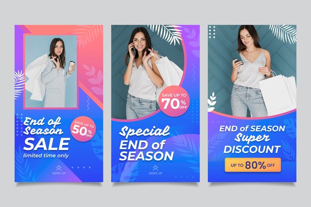 Vecteur gratuit soldes spéciaux de fin de saison sur instagram