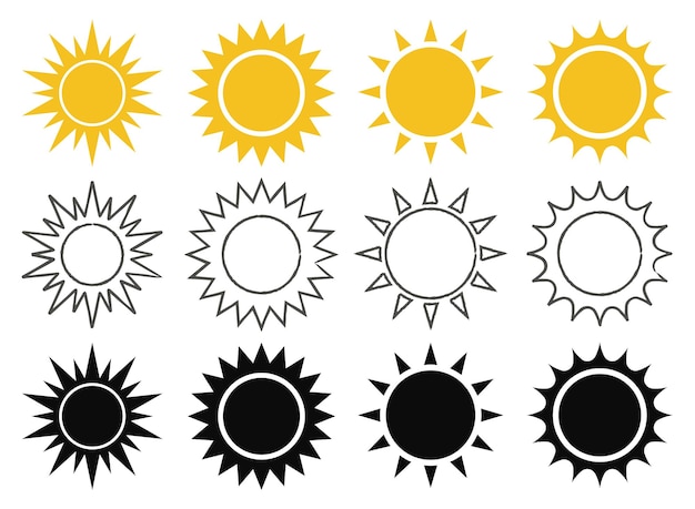 Vecteur gratuit soleil dans doodle plat et glyphe