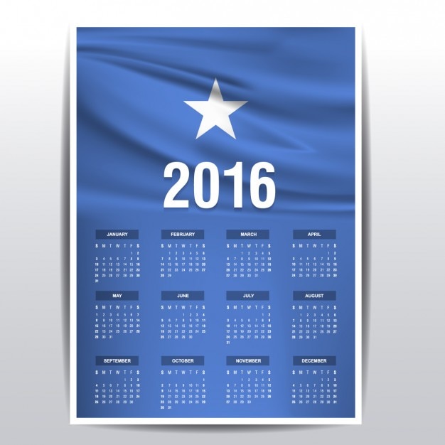 Vecteur gratuit somalie calendrier 2016