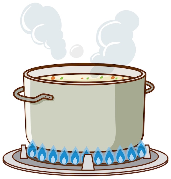Vecteur gratuit la soupe en pot bout sur la cuisinière à gaz
