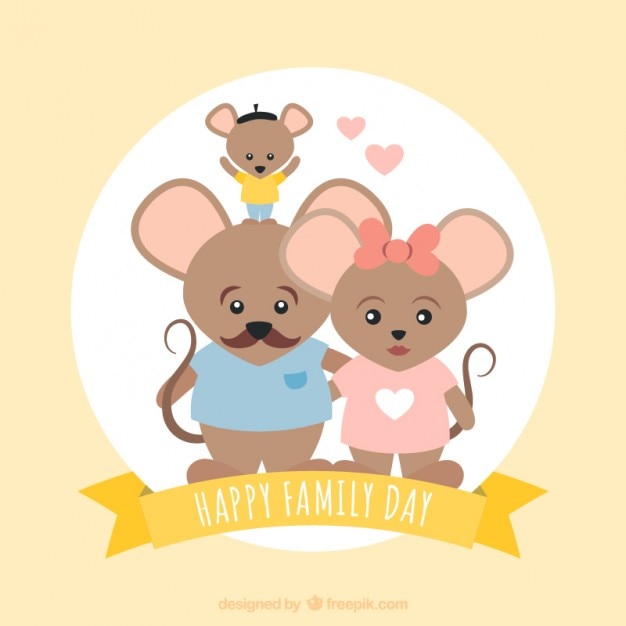 Souris Belle Carte Famille