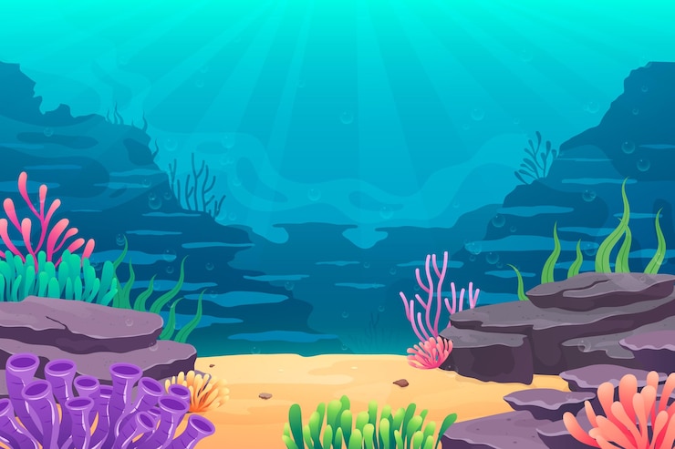 Vecteur gratuit sous le fond de la mer pour la vidéoconférence