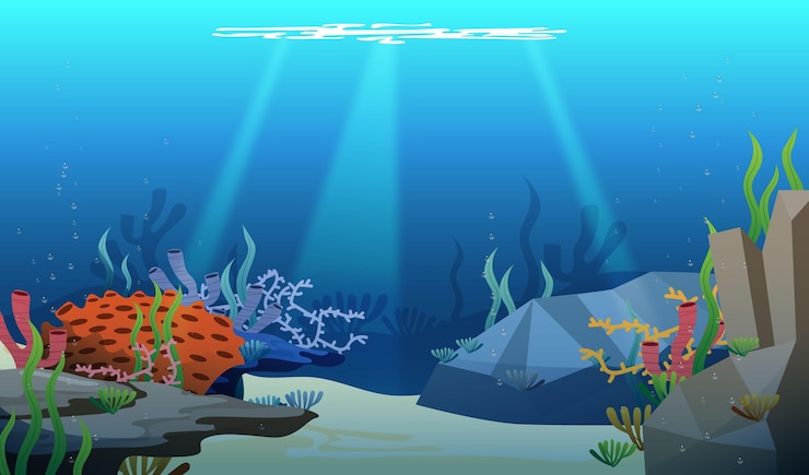 Vecteur gratuit sous la mer - fond pour la vidéoconférence