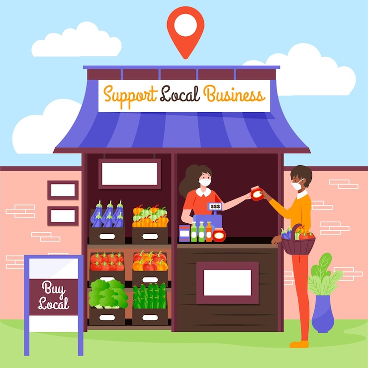 Vecteur gratuit soutenir le concept d'entreprise locale