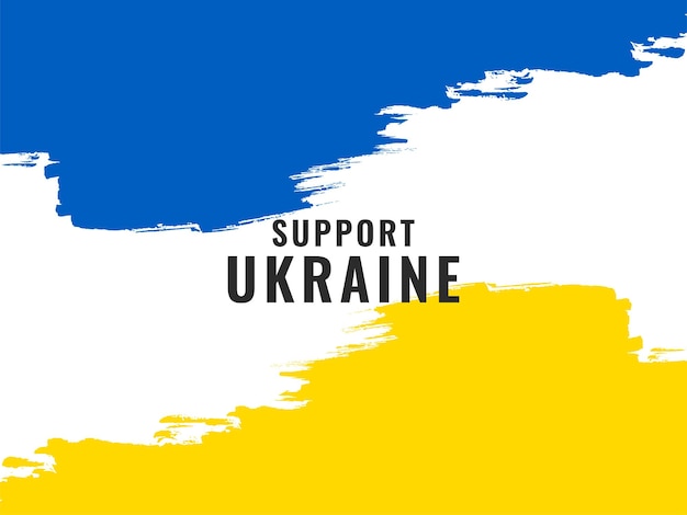 Vecteur gratuit soutenir le texte de l'ukraine avec le vecteur de conception de thème de drapeau de coup de pinceau aquarelle