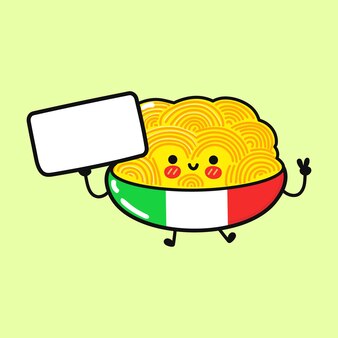 Spaghetti drôle mignon avec affiche
